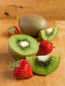 Kiwi fruit and strawberries