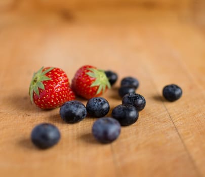 Blueberries and strawberry