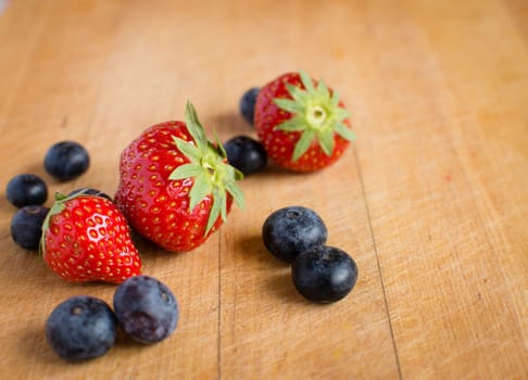 Blueberries and strawberry
