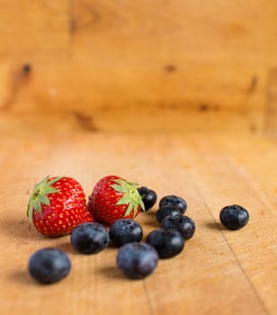 Blueberries and strawberry