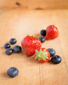 Blueberries and strawberry