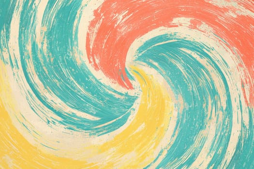 This vibrant abstract art features a swirling mix of blue, yellow, and coral hues, creating a dynamic and eye-catching background ideal for various projects.