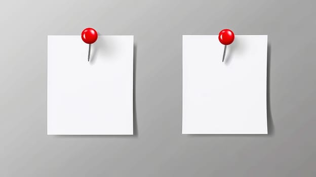 White paper sticky note with red push pin. Ai art