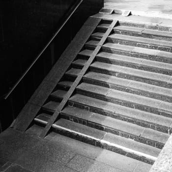 a grey subway staircase. High quality photo