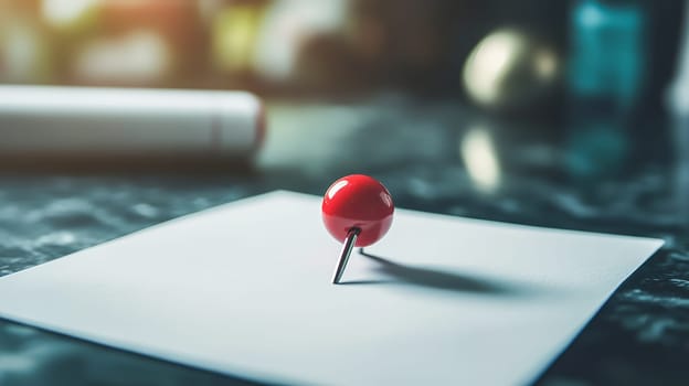 White paper sticky note with red push pin. Ai art