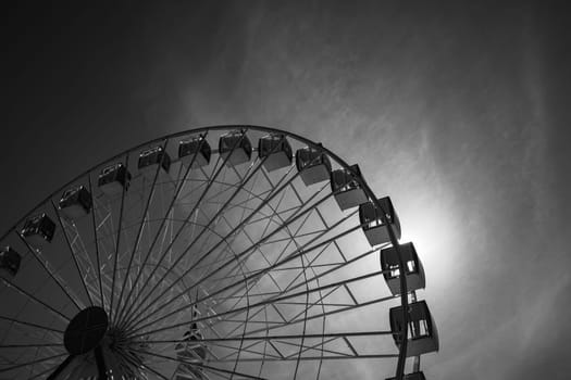 Spinning Memories: Monochrome Ferris Wheel Delight. High quality photo