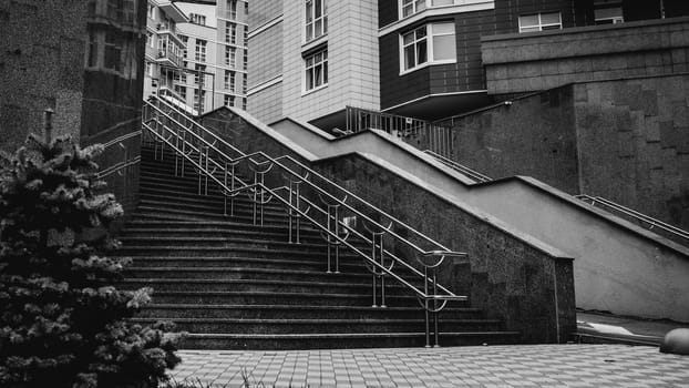 Pulsating Cityscape: Black and White Urban Energy. High quality photo