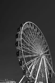 Spinning Memories: Monochrome Ferris Wheel Delight. High quality photo