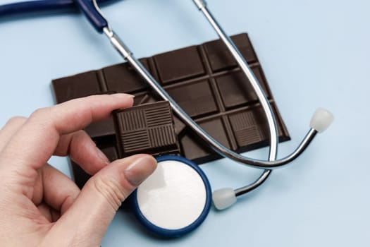 Delicious dark chocolate bar. Healthy eating concept. High quality photo