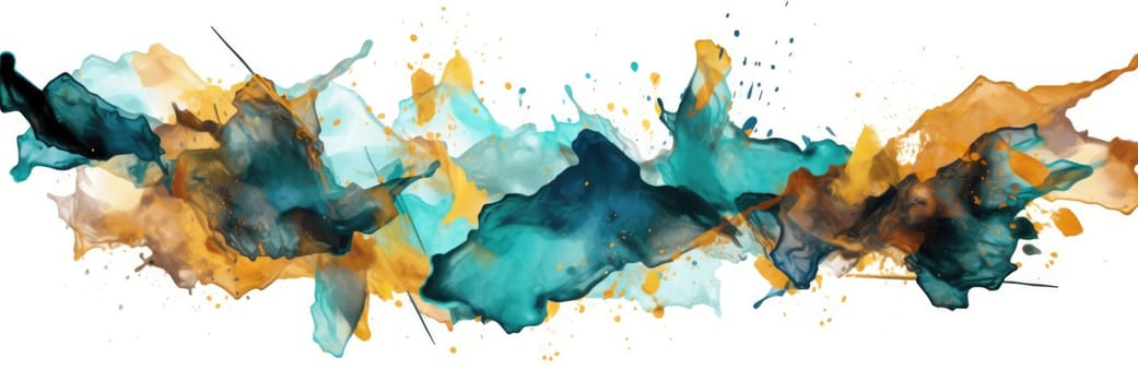 Abstract watercolor artwork mixed with buzzy geometric shapes for background of social media banner generative AI image