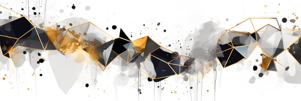 Abstract watercolor artwork mixed with buzzy geometric shapes for background of social media banner generative AI image