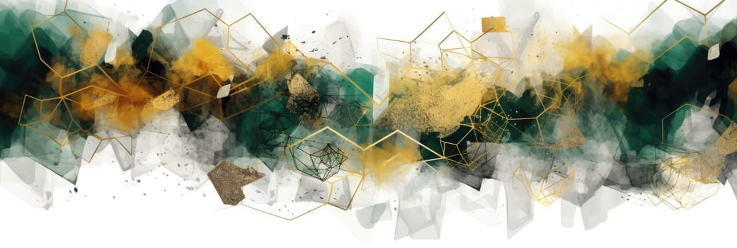 Abstract watercolor artwork mixed with buzzy geometric shapes for background of social media banner generative AI image