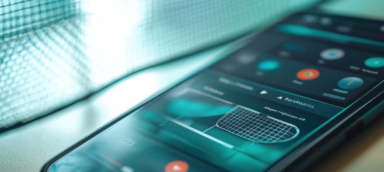 Close-up view of a badminton app interface on a smartphone, features such as match scheduling, training tips, and player profiles. emphasizes the role of technology in enhancing connectivity and efficiency in sports management.