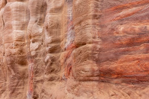 Natural background. Rock in Petra.  Siq canyon . Jordan. Horizontally. 