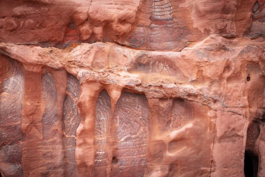 Detail of the rock in Petra. Natural background .  Siq canyon in  Petra. Jordan. Horizontally. 