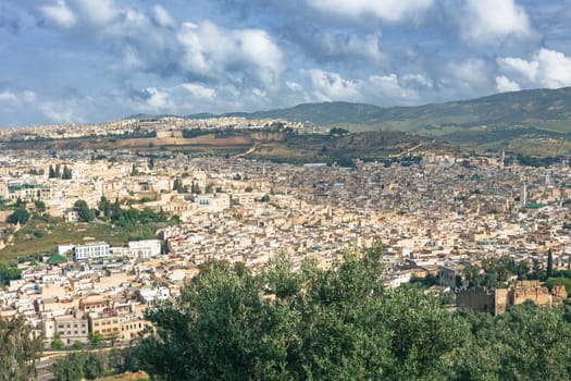 General view of Fes el Bali, the old town in Fez, Morocco