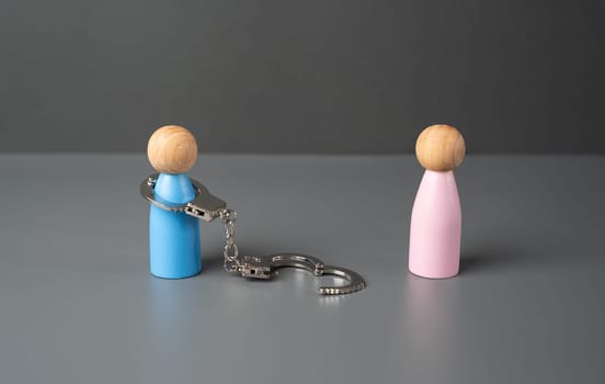 A woman is freed from a relationship with a man. Ending abusive relationships, social assistance and moral support for victims of domestic violence. Break up with partner.
