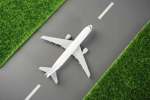 Airplane on the runway. Transportation and logistics. Planning trips and routes. Industry. Transport and deliver of cargoes.