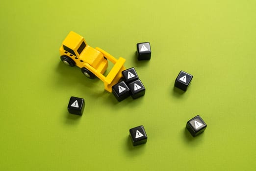 A bulldozer removes scattered CO2 blocks. Reducing environmental pollution with greenhouse gases. Capture and process harmful substances. Caring for nature. Legislative initiatives to reduce pollution