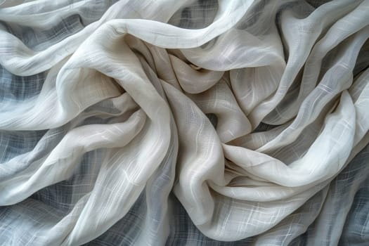 Close-up of natural linen fabric with visible weave texture, highlighting eco-friendly and organic materials.