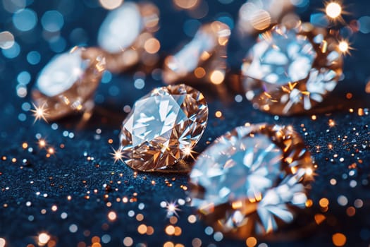 Detailed view of a brilliant diamond with sharp facets, capturing light and creating reflections.