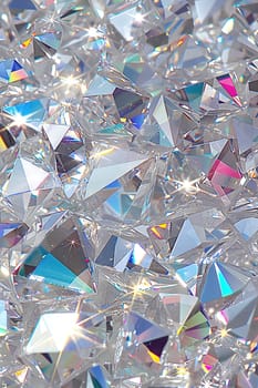 Detailed view of a brilliant diamond with sharp facets, capturing light and creating reflections.