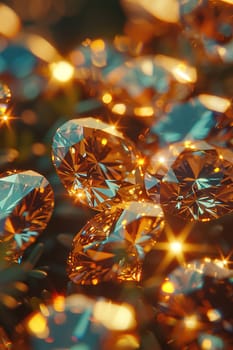 Extreme close-up of a diamond, focusing on the sharp cuts and radiant light reflections.