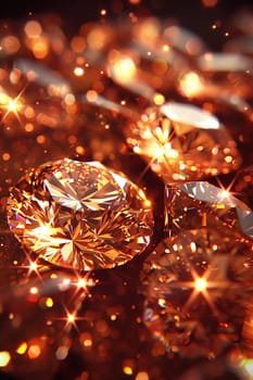 Macro shot of diamond facets reflecting light, showcasing clarity, precision, and captivating sparkle.