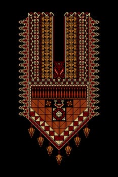 Embroidery vector Tatreez template , Palestinian fashion neck ornament