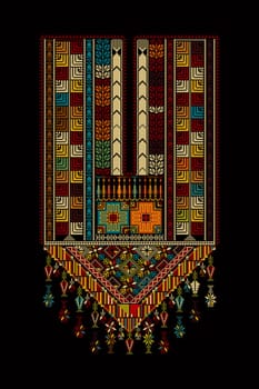 Embroidery vector Tatreez template , Palestinian fashion neck ornament
