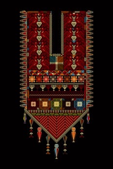 Embroidery vector Tatreez template , Palestinian fashion neck ornament