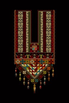 Embroidery vector Tatreez template , Palestinian fashion neck ornament