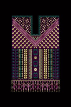 Embroidery vector Tatreez template , Palestinian fashion neck ornament