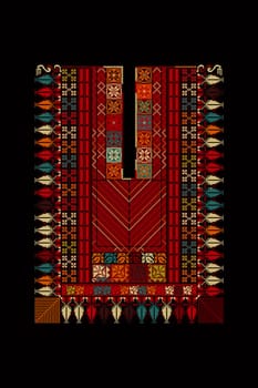 Embroidery vector Tatreez template , Palestinian fashion neck ornament