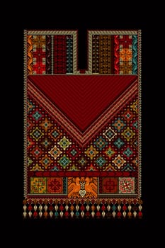 Embroidery vector Tatreez template , Palestinian fashion neck ornament