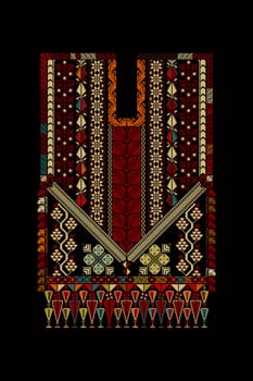 Embroidery vector Tatreez template , Palestinian fashion neck ornament