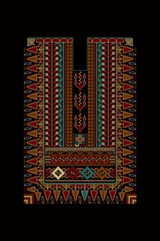 Embroidery vector Tatreez template , Palestinian fashion neck ornament