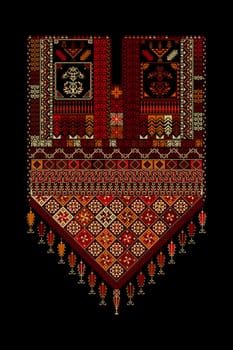 Embroidery vector Tatreez template , Palestinian fashion neck ornament