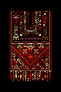 Embroidery vector Tatreez template , Palestinian fashion neck ornament