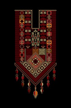 Embroidery vector Tatreez template , Palestinian fashion neck ornament