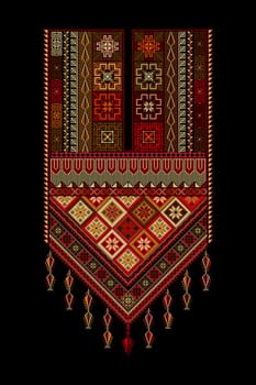 Embroidery vector Tatreez template , Palestinian fashion neck ornament