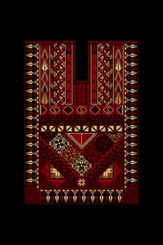 Embroidery vector Tatreez template , Palestinian fashion neck ornament