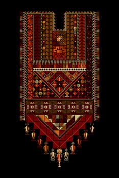 Embroidery vector Tatreez template , Palestinian fashion neck ornament