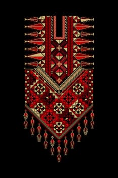 Embroidery vector Tatreez template , Palestinian fashion neck ornament