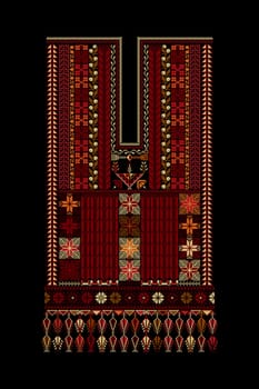 Embroidery vector Tatreez template , Palestinian fashion neck ornament