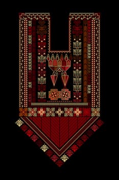 Embroidery vector Tatreez template , Palestinian fashion neck ornament