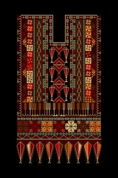 Embroidery vector Tatreez template , Palestinian fashion neck ornament