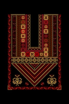 Embroidery vector Tatreez template , Palestinian fashion neck ornament