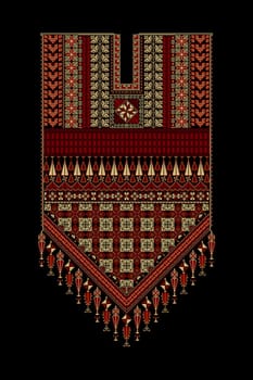 Embroidery vector Tatreez template , Palestinian fashion neck ornament