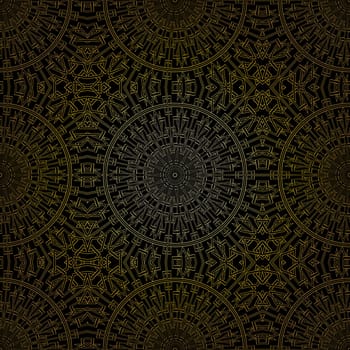 Geometric gold lace seamless pattern. Arabic tile lattice vector background.